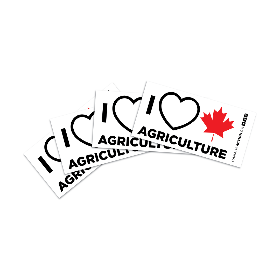 'I Love Canadian Agriculture' decal 5 pack