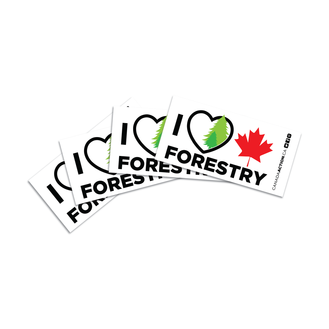 'I Love Canadian Forestry' decal 5 pack
