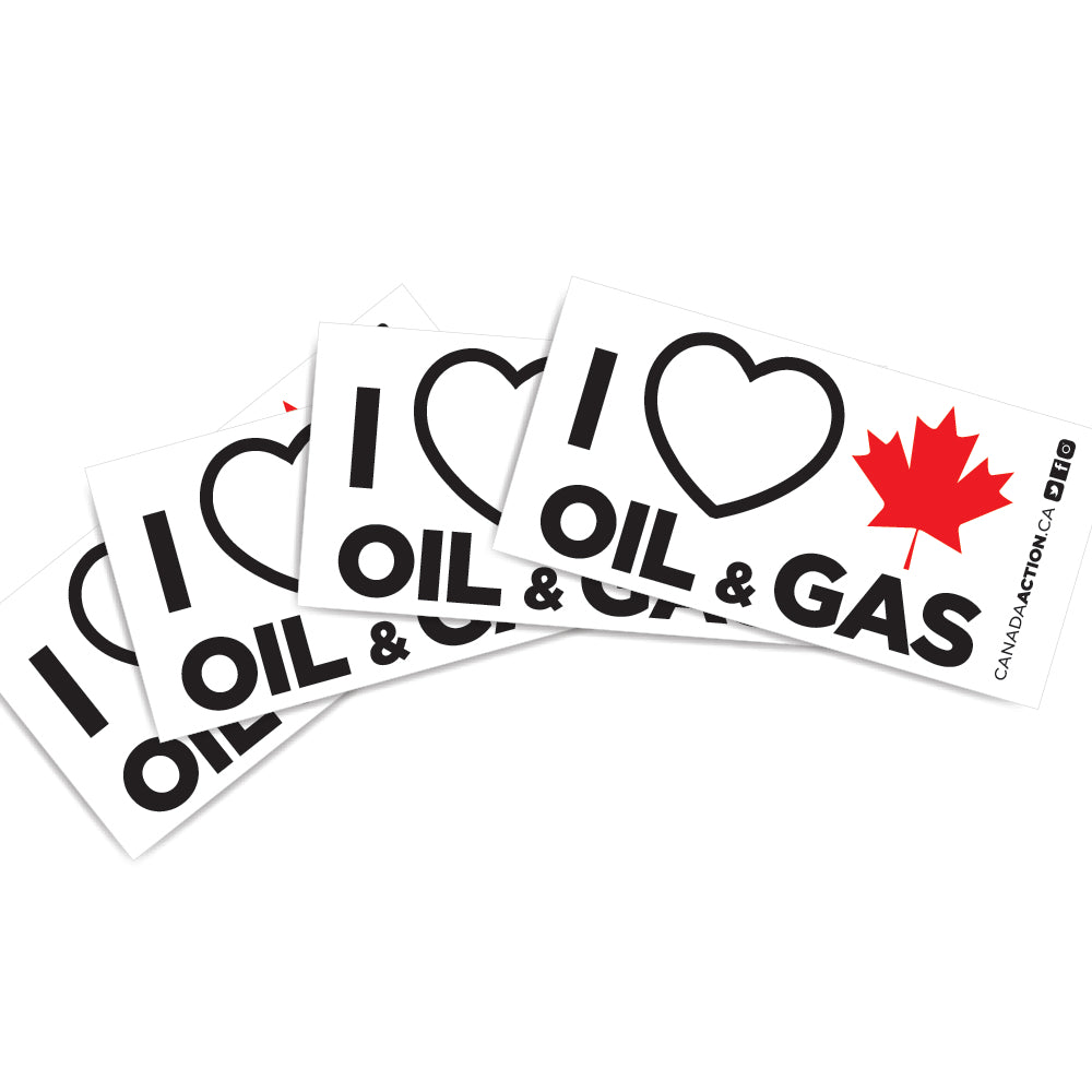 'I Love Canadian Oil & Gas' decal 5 pack