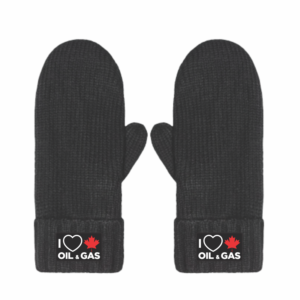 'I Love Canadian Oil & Gas' Chunky Knit Mittens