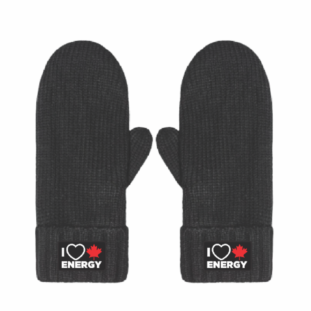 'I Love Canadian Energy' Chunky Knit Mittens